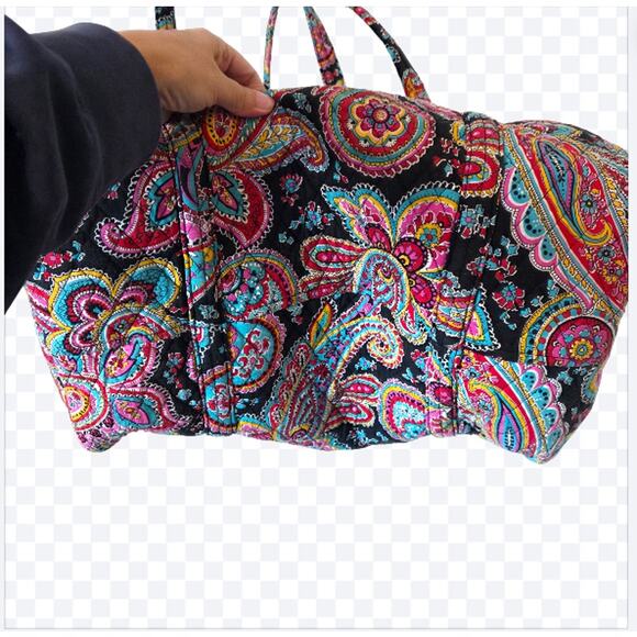 Vera Bradley Colorful Paisley Print Quilted Weekender Duffel Tote Bag - Picture 6 of 8